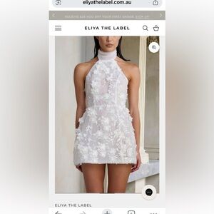 Elegant White Floral Halter Dress